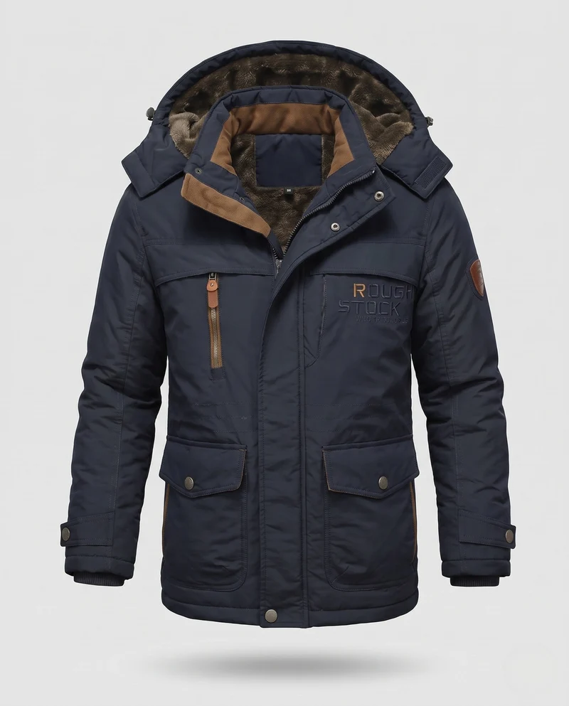 Padded Canvas-Feldparka für Herren mit Kapuze, Thermoisolierung und multifunktionalen Taschen Nord Taschen