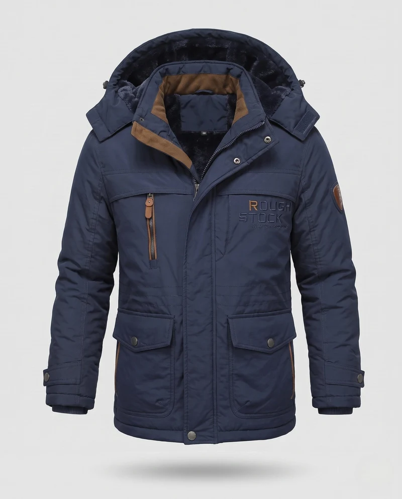 Padded Canvas-Feldparka für Herren mit Kapuze, Thermoisolierung und multifunktionalen Taschen Nord Taschen