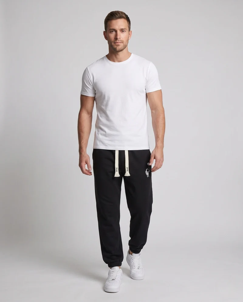 Herren gefütterte Fleece Jogginghose mit Kordelzug, elastischen Bündchen und Astronauten Druck Nord Taschen