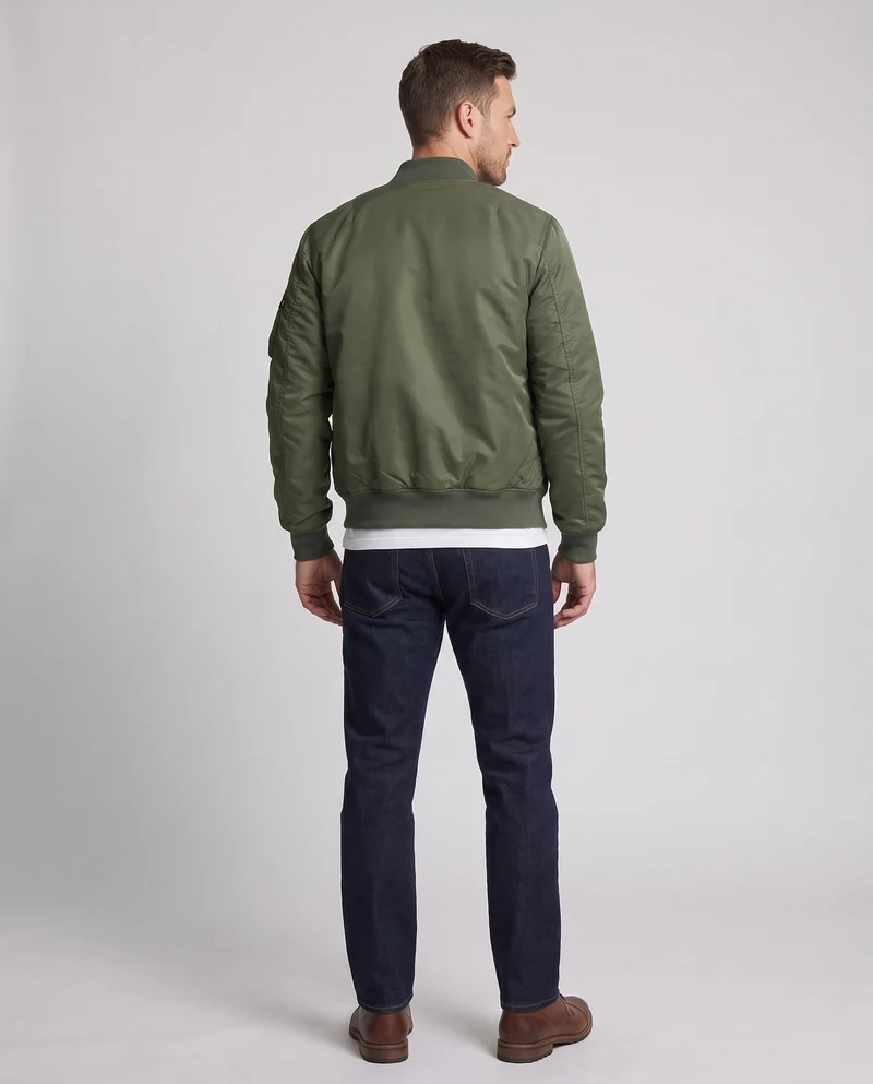 Herren gepolsterte Bomberjacke mit Camouflage-Futter und Aviator-Stil Armtasche Nord Taschen