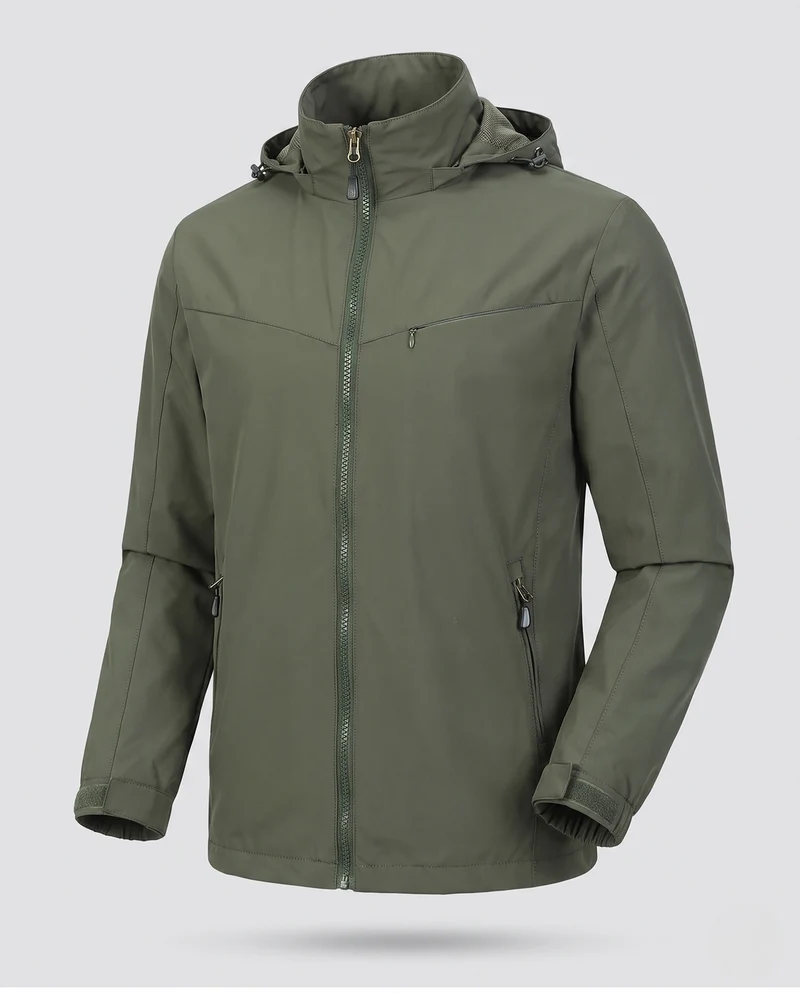 Leichte Utility-Jacke für Herren mit Kapuze, verdecktem Reißverschluss und Brusttasche Nord Taschen