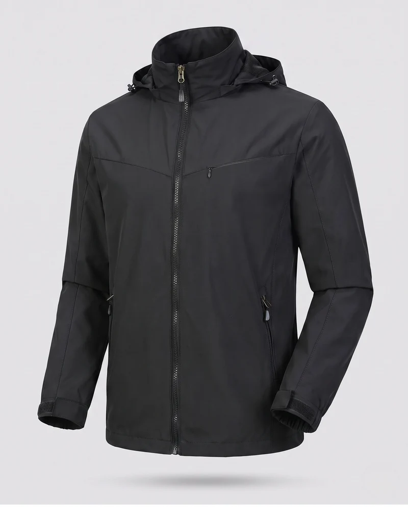 Leichte Utility-Jacke für Herren mit Kapuze, verdecktem Reißverschluss und Brusttasche Nord Taschen