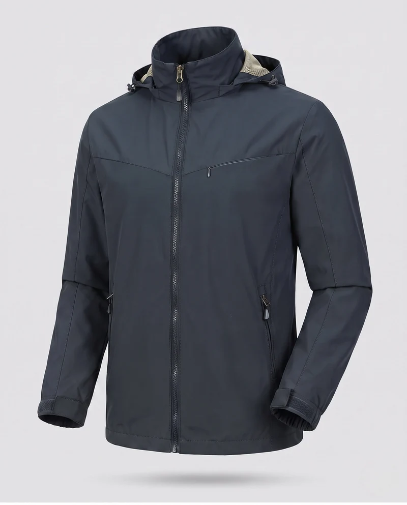 Leichte Utility-Jacke für Herren mit Kapuze, verdecktem Reißverschluss und Brusttasche Nord Taschen