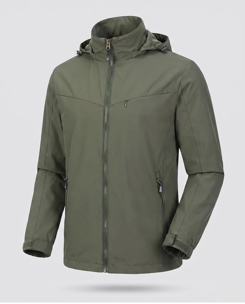 Leichte Utility-Jacke für Herren mit Kapuze, verdecktem Reißverschluss und Brusttasche Nord Taschen