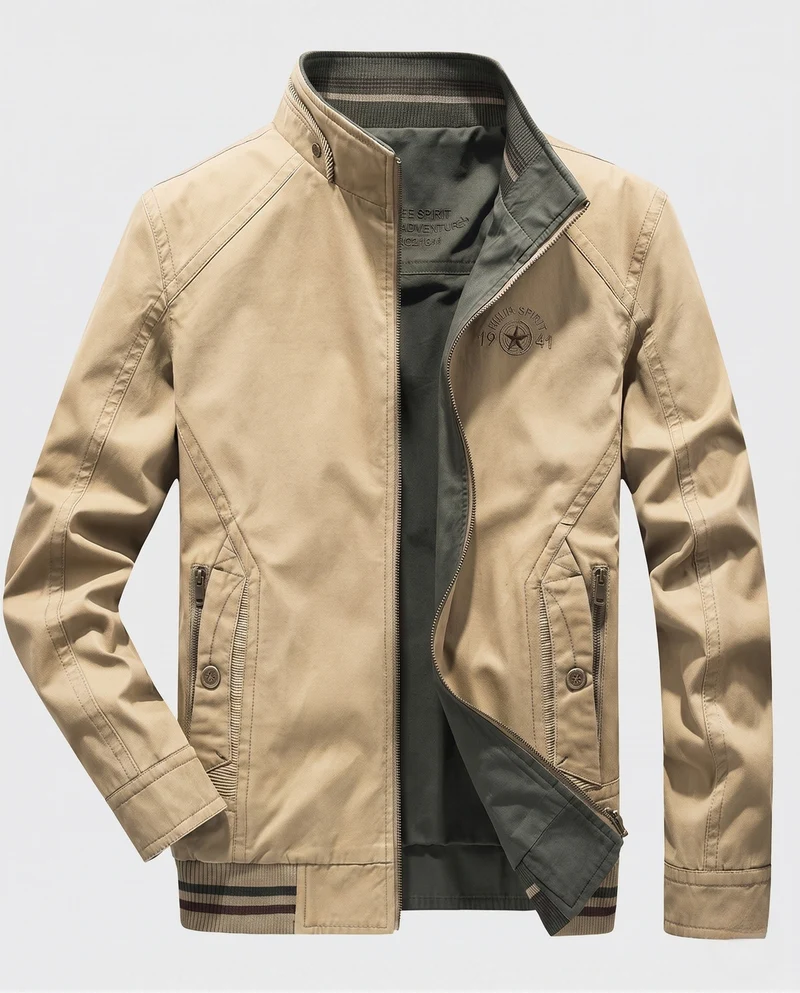 Männermännerleichter Canvas-Übergangsjacke mit Stehkragen und integrierter Fütterung Nord Taschen