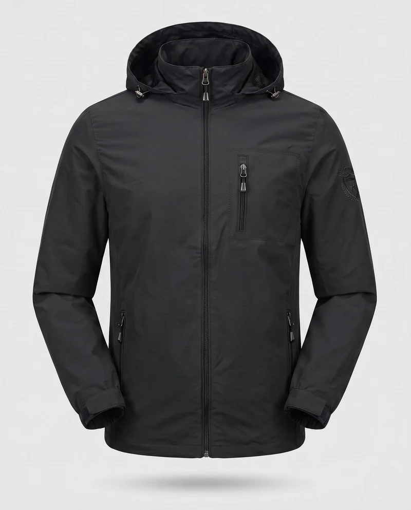 Herren Leichte Atmungsaktive Kapuzenjacke für den Outdoor-Bereich mit Brusttasche und Unsichtbarem Reißverschluss Nord Taschen