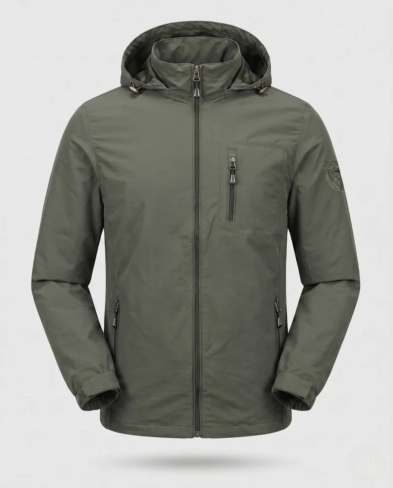 Herren Leichte Atmungsaktive Kapuzenjacke für den Outdoor-Bereich mit Brusttasche und Unsichtbarem Reißverschluss Nord Taschen