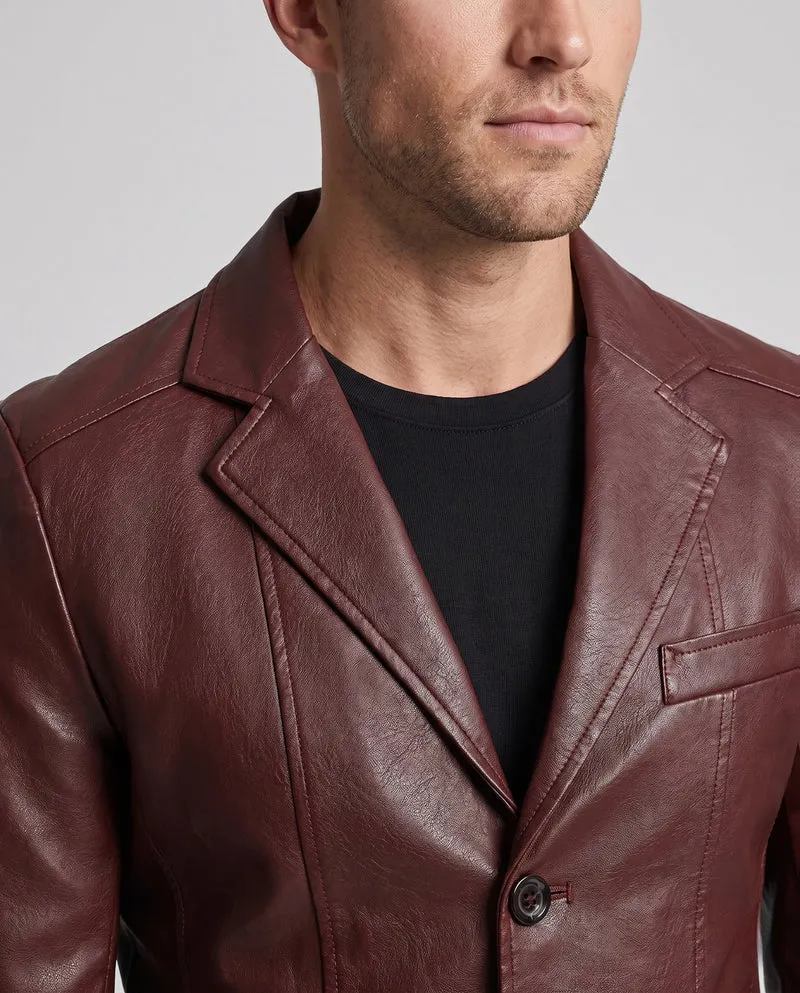 Herren Blazer aus Lederlook mit thermischer Innenausstattung und Slim-Fit Nord Taschen