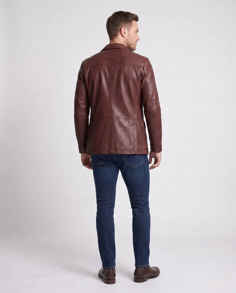 Herren Blazer aus Lederlook mit thermischer Innenausstattung und Slim-Fit Nord Taschen