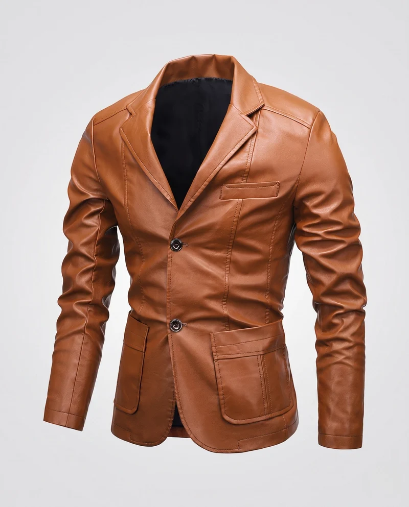 Herren Blazer aus Lederlook mit thermischer Innenausstattung und Slim-Fit Nord Taschen