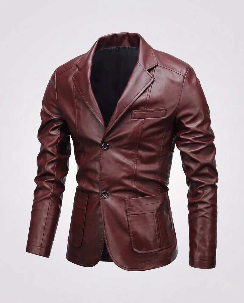 Herren Blazer aus Lederlook mit thermischer Innenausstattung und Slim-Fit Nord Taschen
