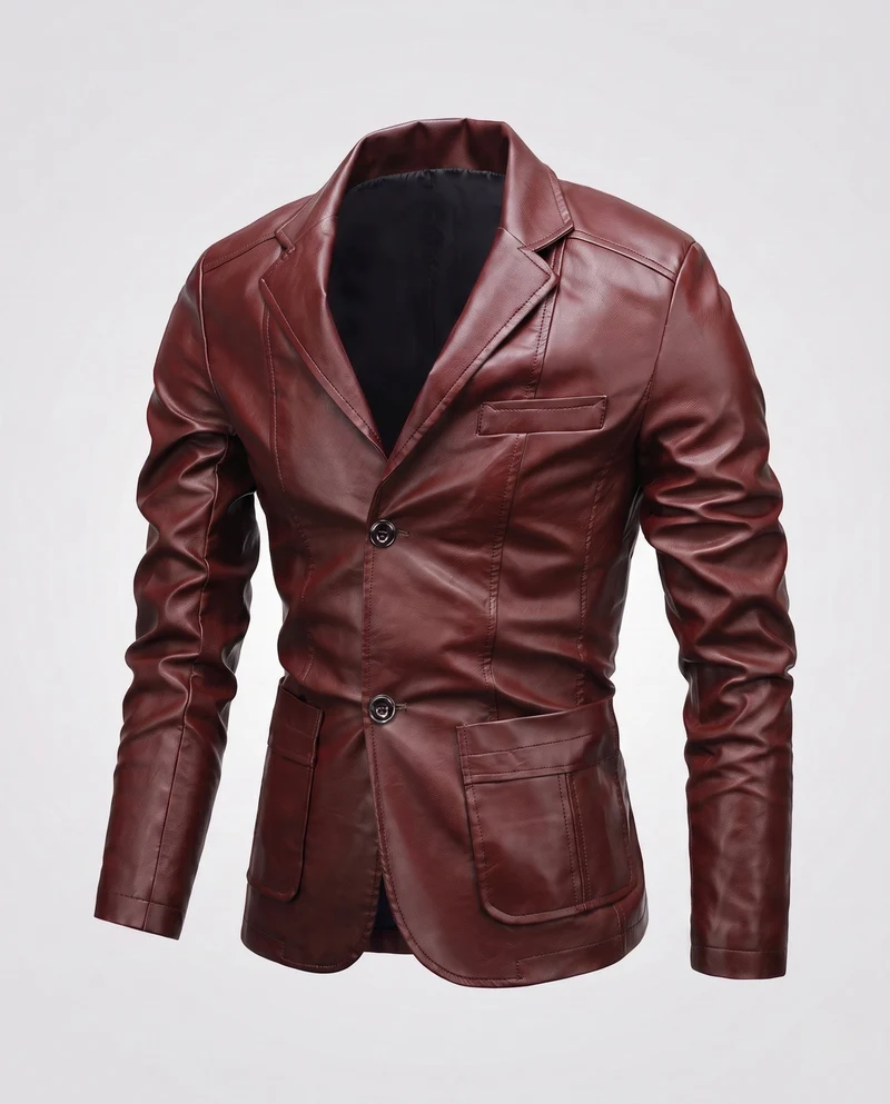 Herren Blazer aus Lederlook mit thermischer Innenausstattung und Slim-Fit Nord Taschen