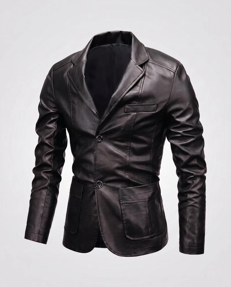 Herren Blazer aus Lederlook mit thermischer Innenausstattung und Slim-Fit Nord Taschen