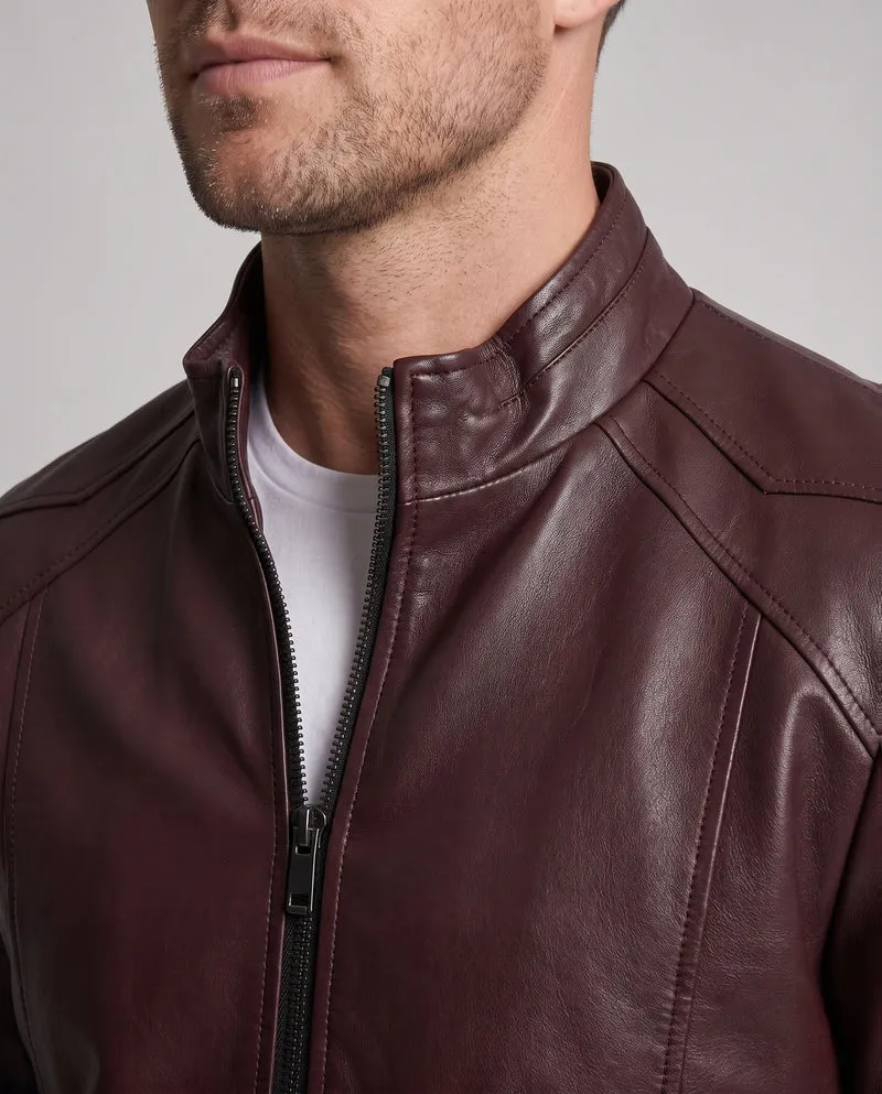 Herren Leder-Look Pilotenjacke mit Stehkragen und Reißverschluss-Taschen Nord Taschen