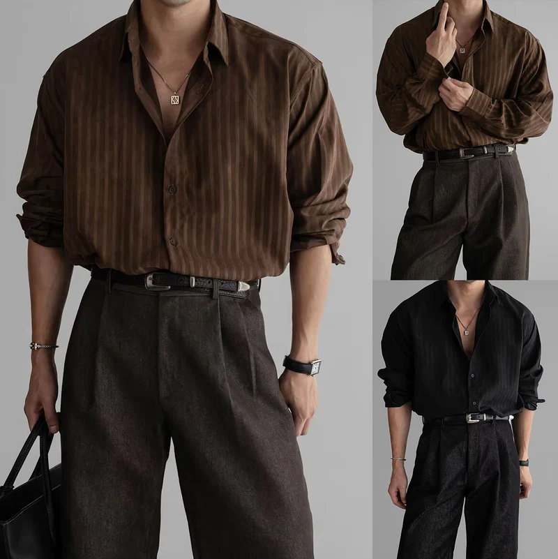 Herren Elegantes Hemd mit feiner Rippstruktur Nord Taschen