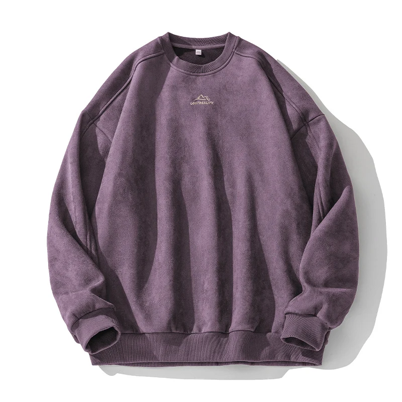 Unisex Oversize Rundhals-Sweatshirt mit minimalistischer Berg-Stickerei Nord Taschen