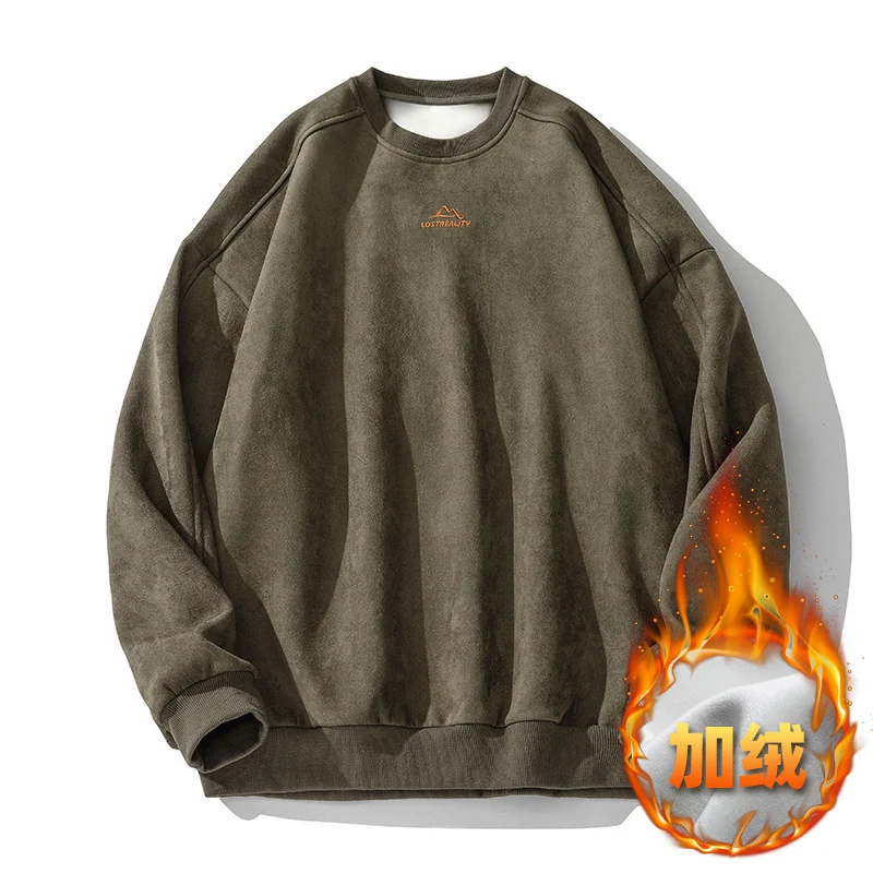 Unisex Oversize Rundhals-Sweatshirt mit minimalistischer Berg-Stickerei Nord Taschen
