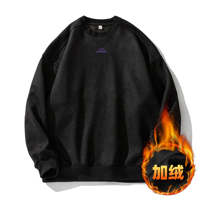 Unisex Oversize Rundhals-Sweatshirt mit minimalistischer Berg-Stickerei Nord Taschen