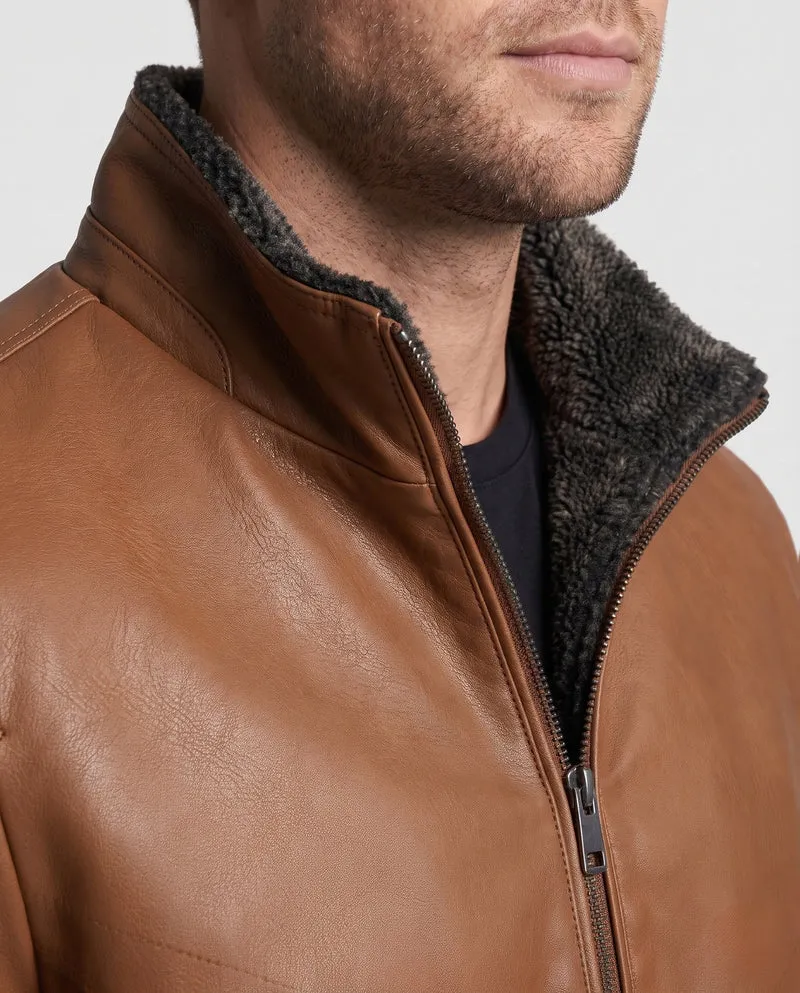 Herren Klassische Lederjacke Nord Taschen