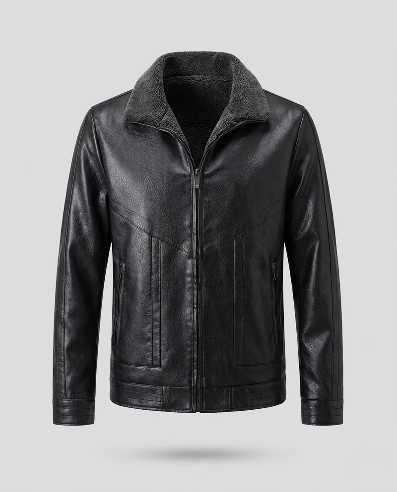 Herren Klassische Lederjacke Nord Taschen