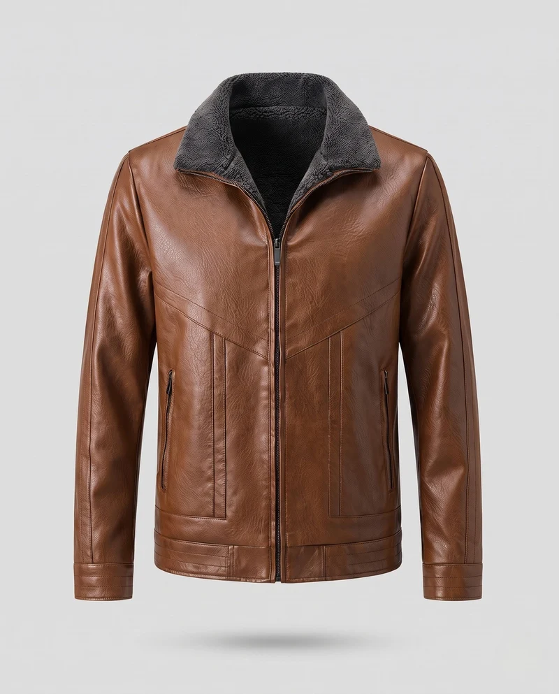 Herren Klassische Lederjacke Nord Taschen