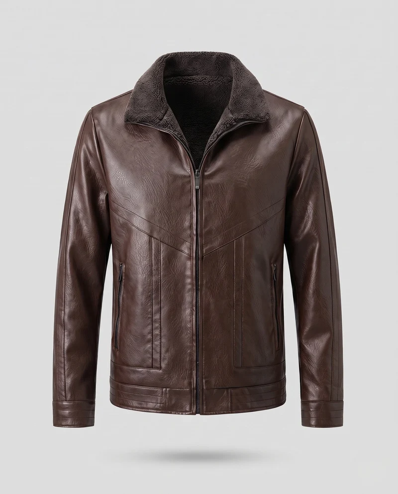 Herren Klassische Lederjacke Nord Taschen