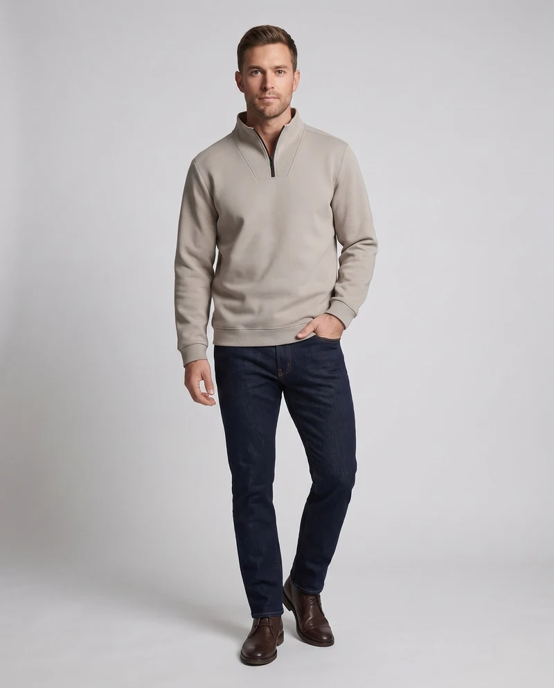 Herren Komfortabler Stehkragenpullover Nord Taschen