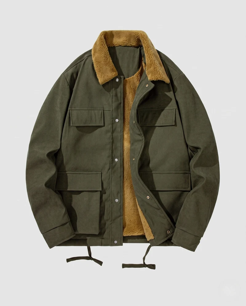 Herren Modische Übergangsjacke mit Teddyfell-Innenfutter Nord Taschen