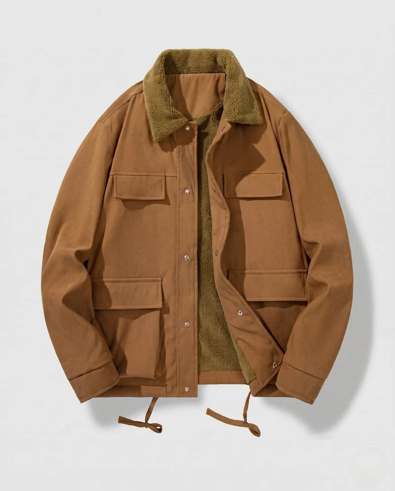 Herren Modische Übergangsjacke mit Teddyfell-Innenfutter Nord Taschen