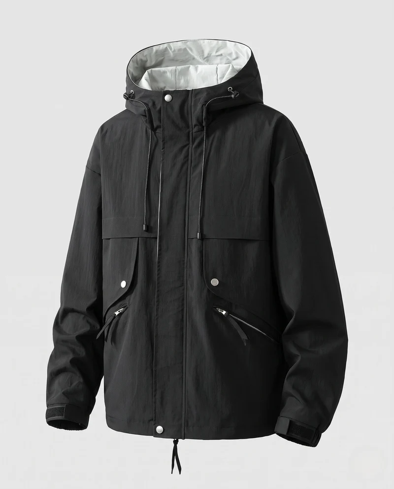Herren Modische Übergangsjacke mit verstellbarem Kapuzenverschluss Nord Taschen