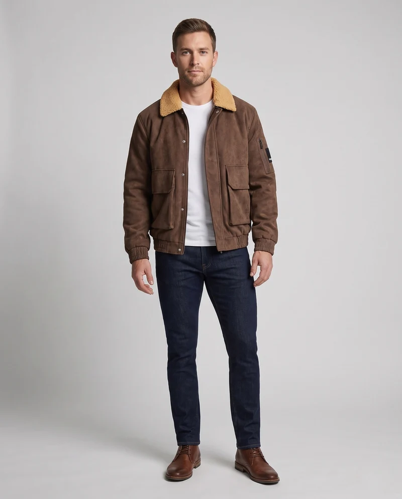 Herren Modische Übergangsjacke mit weichem Futter Nord Taschen