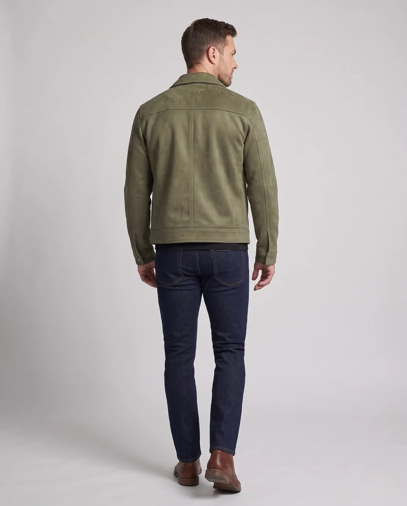 Herren Modische Wildlederjacke mit praktischen Taschen Nord Taschen