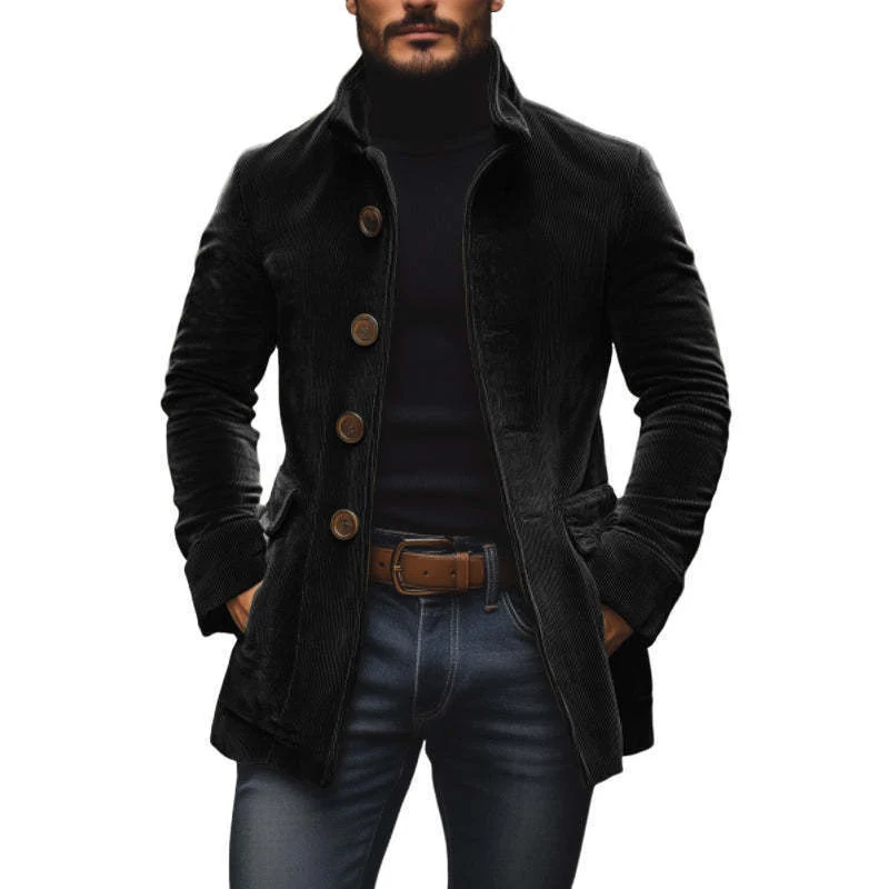 Herren Kordmantel mit Stehkragen und taillierter Silhouette Nord Taschen