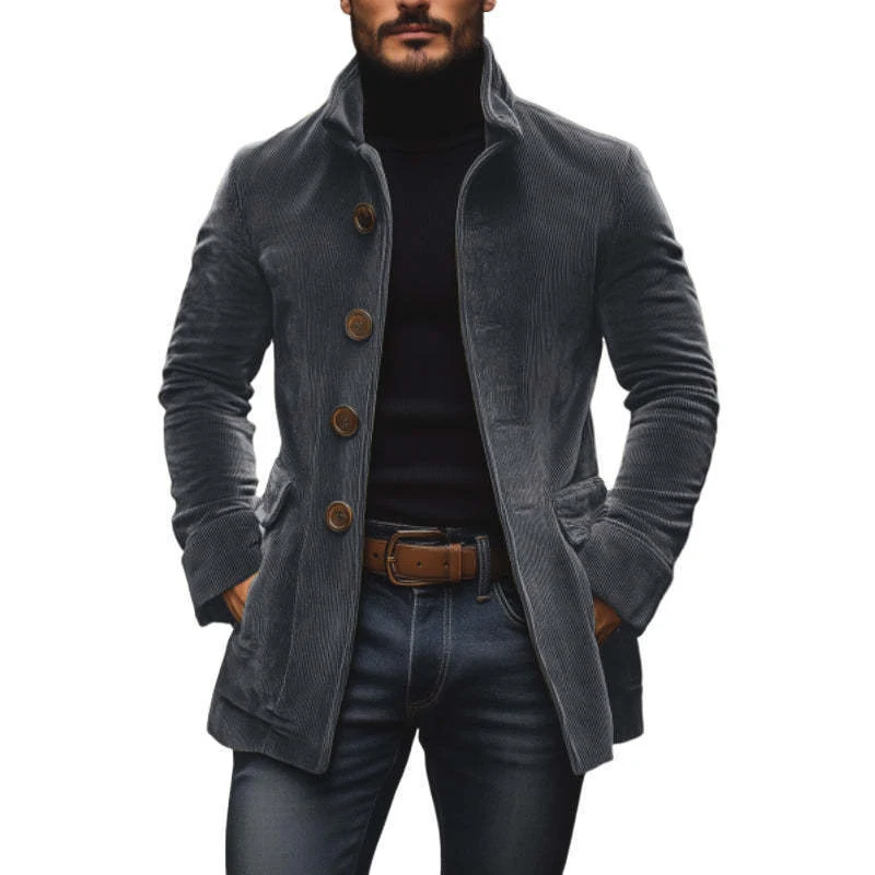 Herren Kordmantel mit Stehkragen und taillierter Silhouette Nord Taschen