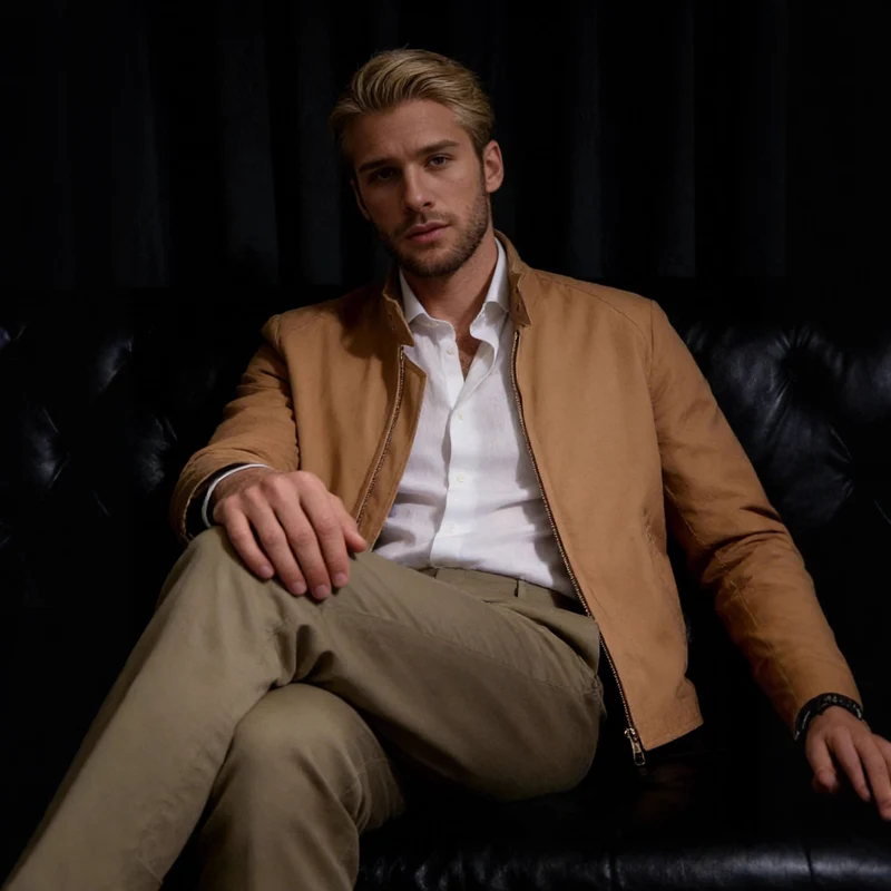 Herren Harrington-Jacke mit Cordkragen, Zweiwege-Reißverschluss und verdeckten Eingrifftaschen Nord Taschen