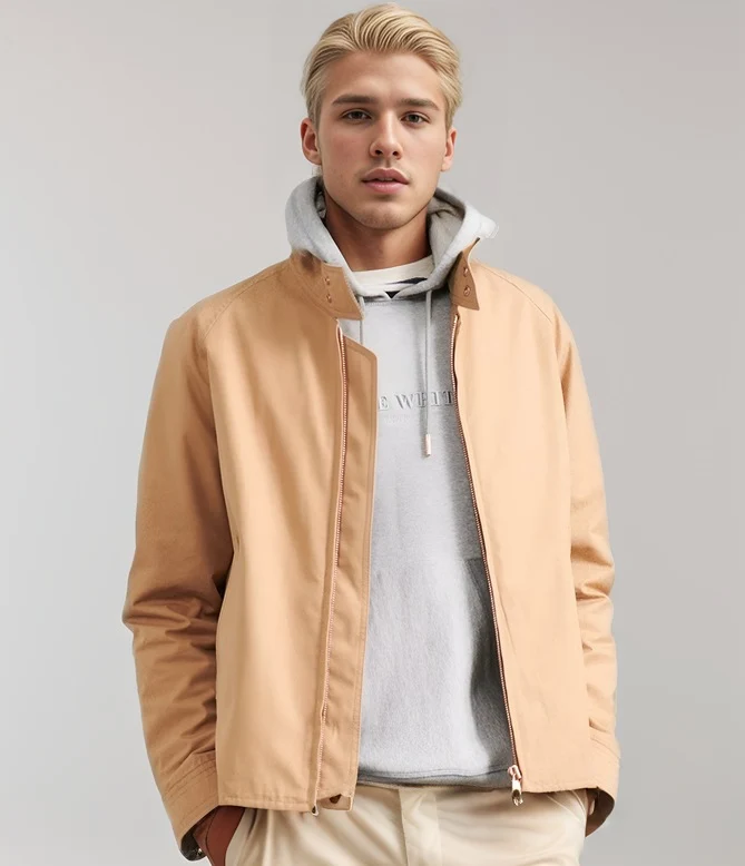 Herren Harrington-Jacke mit Cordkragen, Zweiwege-Reißverschluss und verdeckten Eingrifftaschen Nord Taschen