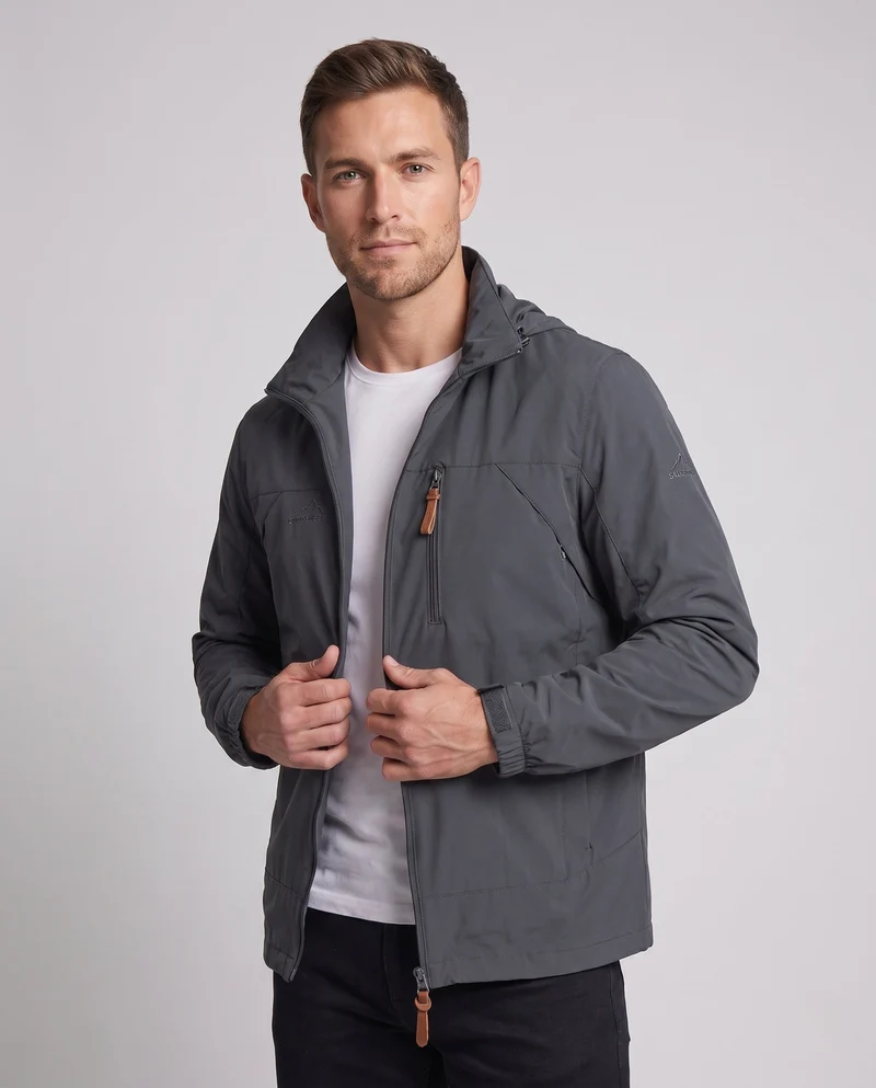Herren Freizeit Softshell-Jacke mit einstellbarer Kapuze, Brustreißverschluss und Klettverschlüssen Nord Taschen