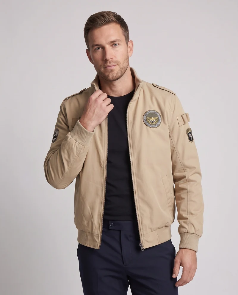 Fliegerjacke im Pilot-Stil für Herren mit vollflächigem Teddy-Futter und Abzeichenapplikationen Nord Taschen