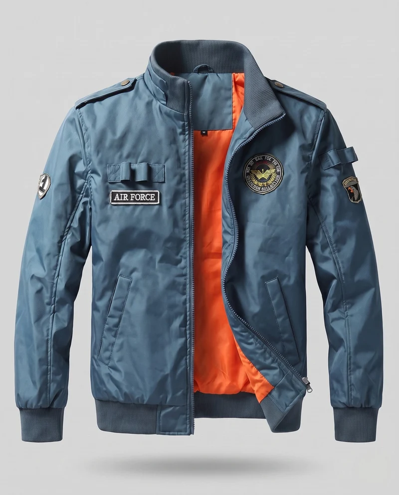 Fliegerjacke im Pilot-Stil für Herren mit vollflächigem Teddy-Futter und Abzeichenapplikationen Nord Taschen