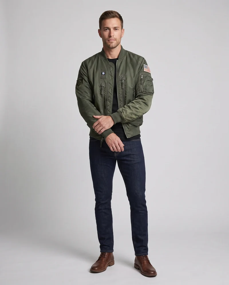Herren Utility Stil Bomberjacke mit Ärmelorganizer und Reißverschlusstaschen Nord Taschen