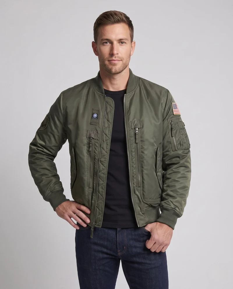Herren Utility Stil Bomberjacke mit Ärmelorganizer und Reißverschlusstaschen Nord Taschen