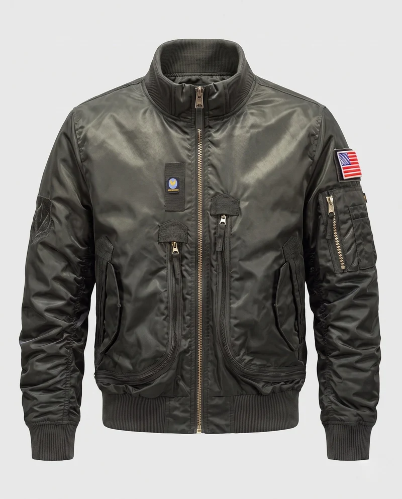 Herren Utility Stil Bomberjacke mit Ärmelorganizer und Reißverschlusstaschen Nord Taschen