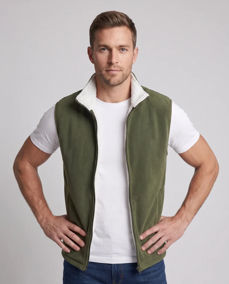 Herren Fleece-Weste mit hochstehendem Kragen, durchgehendem Reißverschluss und Seitentaschen Nord Taschen