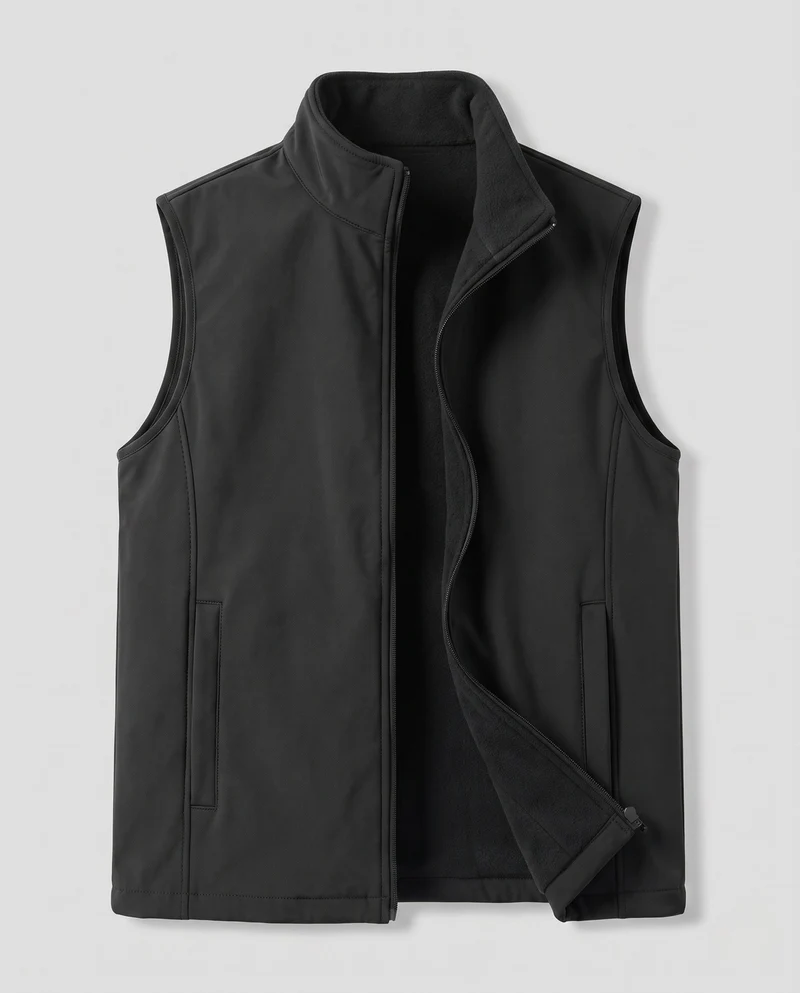 Herren Fleece-Weste mit hochstehendem Kragen, durchgehendem Reißverschluss und Seitentaschen Nord Taschen