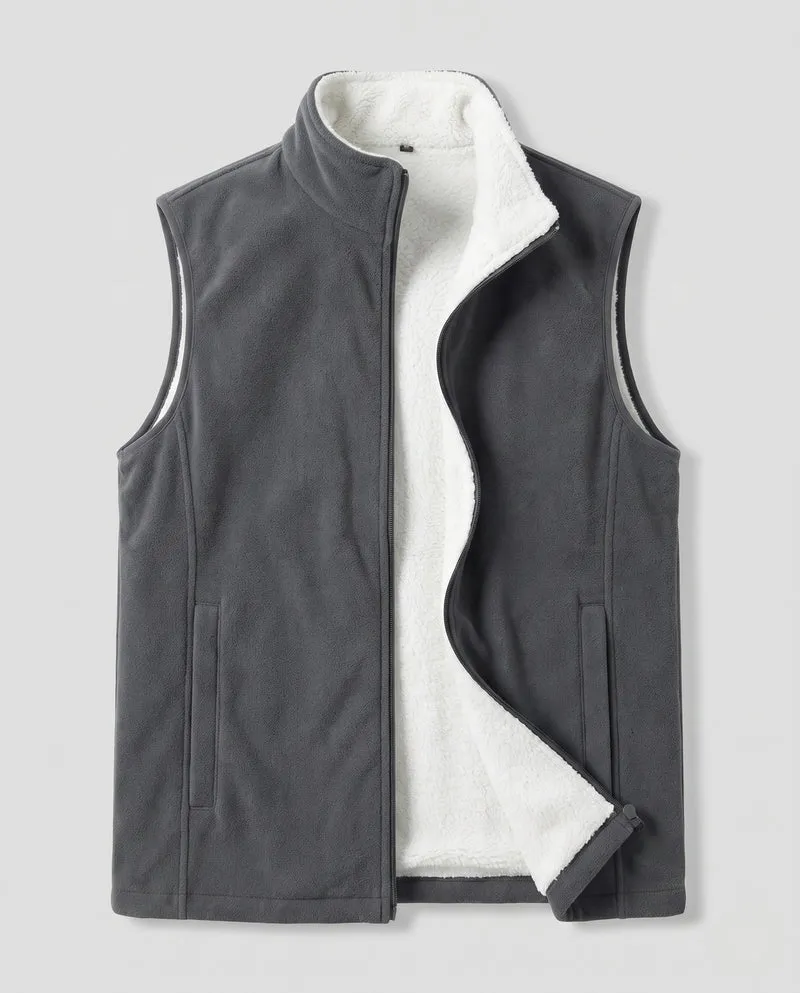 Herren Fleece-Weste mit hochstehendem Kragen, durchgehendem Reißverschluss und Seitentaschen Nord Taschen
