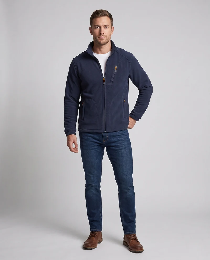 Herren Fleecejacke mit wärmender Innenseite, Stehkragen und Reißverschlusstaschen Nord Taschen