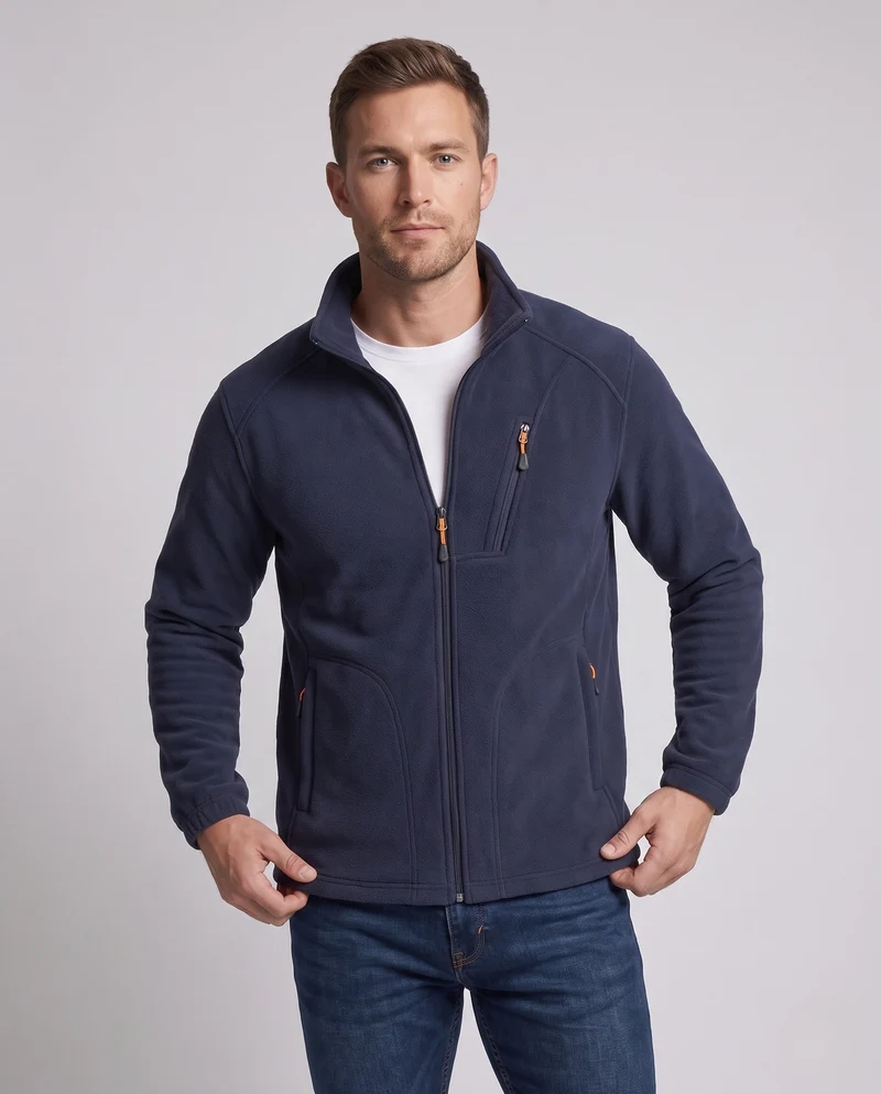 Herren Fleecejacke mit wärmender Innenseite, Stehkragen und Reißverschlusstaschen Nord Taschen