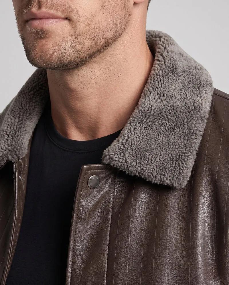 Herren Blouson aus künstlichem Leder mit Nadelstreifen-Look und Teddy-Futter Nord Taschen