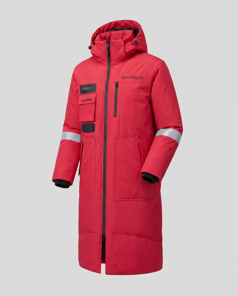 Herren längerer wasserdichter thermischer Parka mit Kapuze und reflektierenden Akzenten Nord Taschen