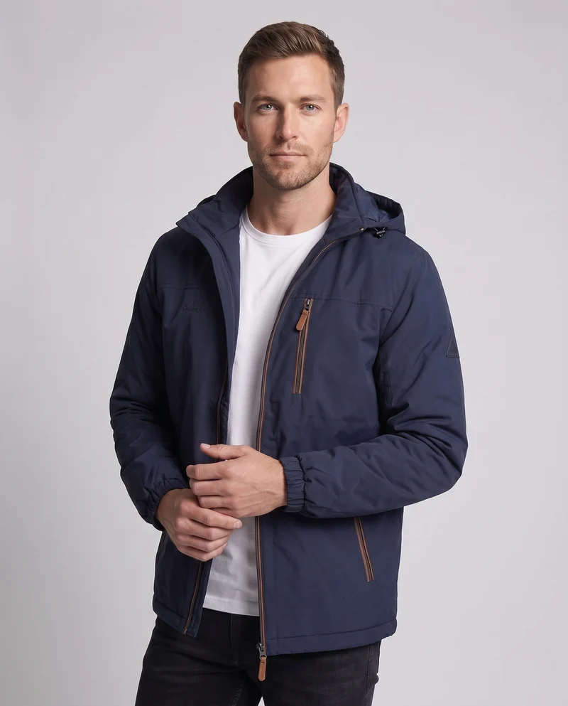 Leichte winddichte Herrenjacke mit wärmender Thermo-Innenausstattung und Brustreißverschlusstasche Nord Taschen